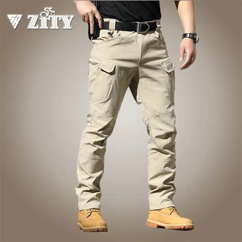 Pantalon tactique pour hommes pantalon militaire élastique multi-poche pantalon de cargaison de printemps d'automne mâle pour hommes vêtements slim fit 220706