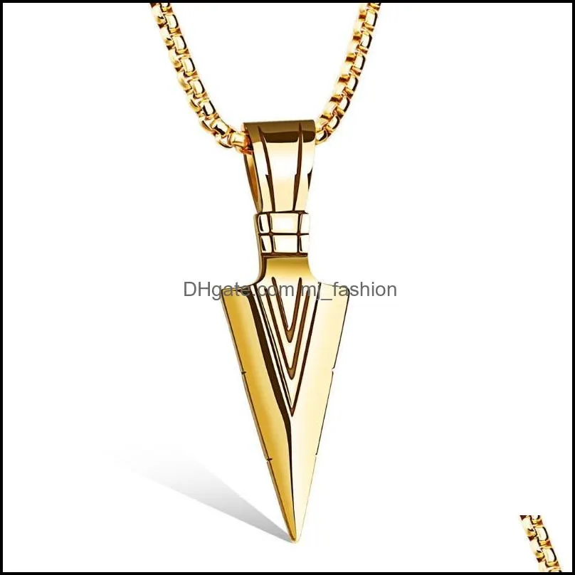 hip hop jewelry rock alloy arrow pretty pendant necklace long chain silver gold plated fashion men jewelry gold chains for men