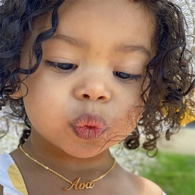 Personalized Baby Name Necklace Custom Stainless Steel Gold Choker Pendant Jewelry for Women Kids Gifts 2024