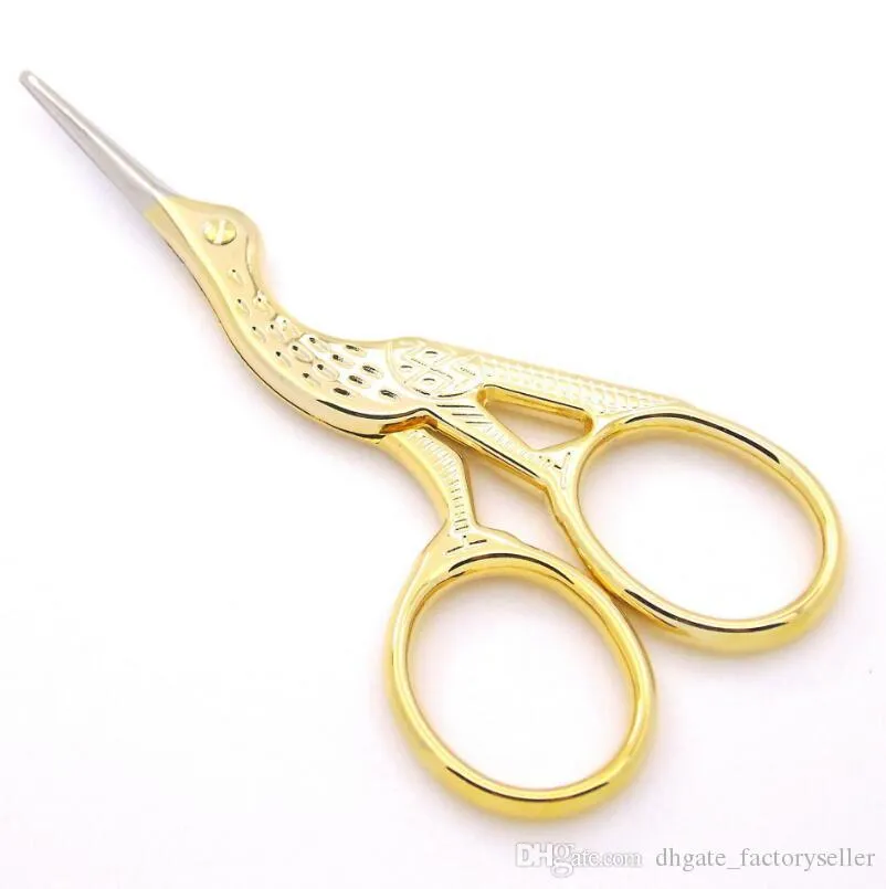 Gold Plated Silvery Small Clipper Stainless Steel Crane Shape Scissors Animal Carving Retro Hot Sell Home Tool LX6091