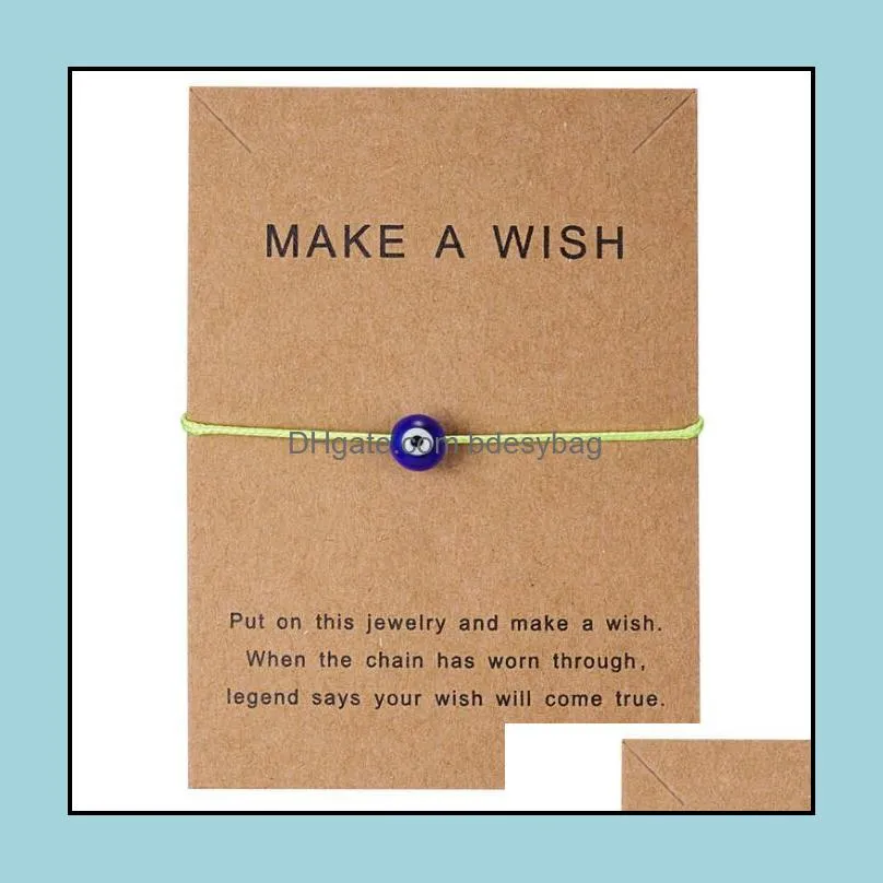 Make a Wish Blue Evil Eye Woven Paper Card Bracelet Women Adjustable Lucky Red String Bracelets Femme Fashion Jewelry wholesale