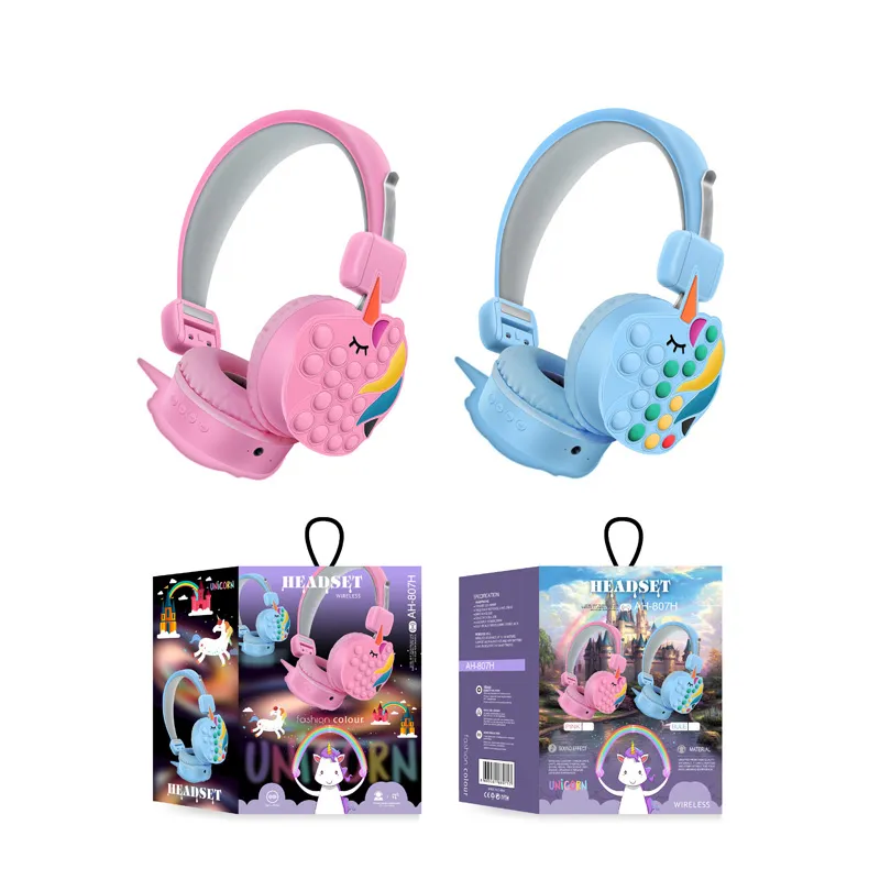 AH-807H AH-807K AH-807Y AH-906H Auriculares inalámbricos lindos para niños con Bluetooth Auriculares coloridos de moda para niños y niñas