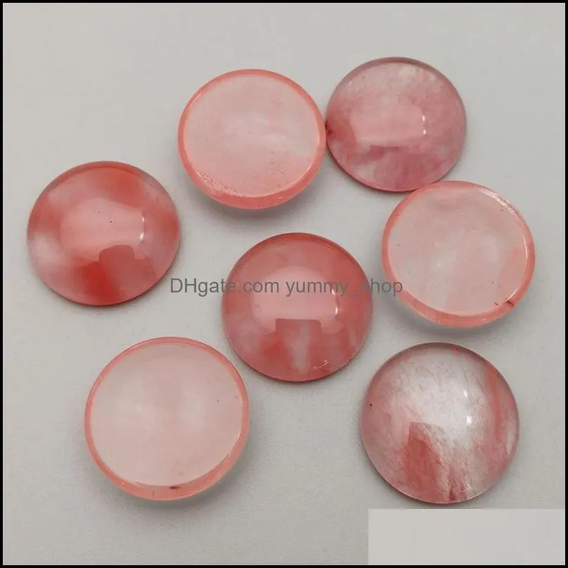 natural stone 18mm round loose beads opal rose quartz tiger`s eye turquoise cabochons flat back for necklace ring earrrings jewelry