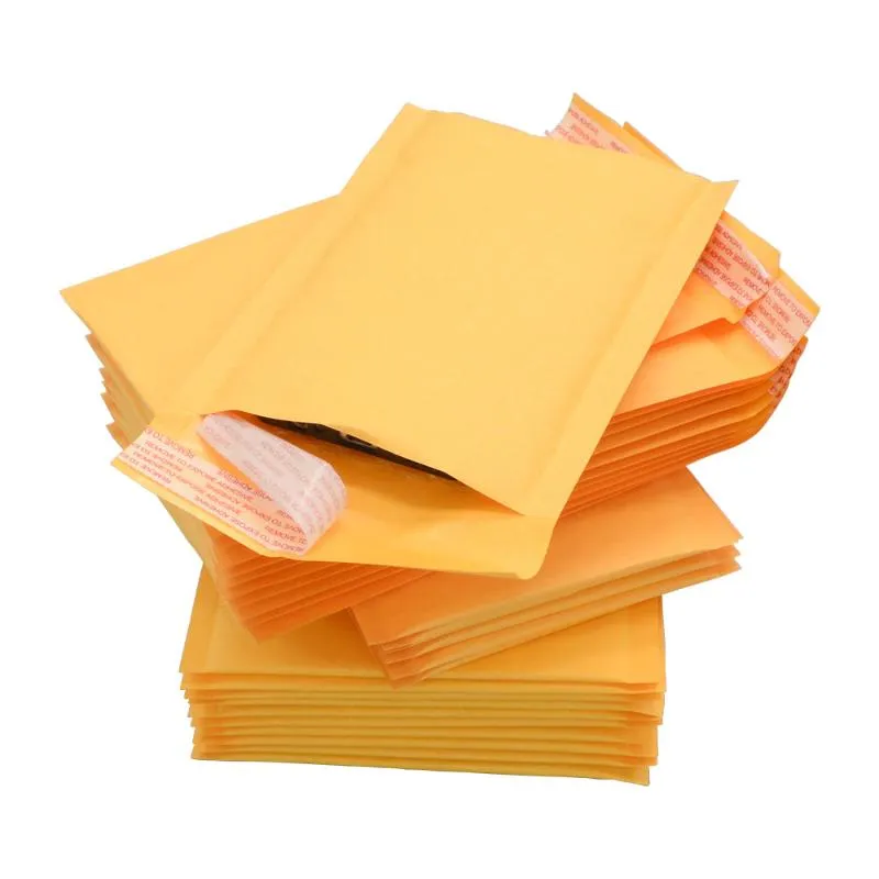 غلاف الهدايا 50pcs طراز طويل Kraft Paper Bapble Bubble Bags Mailer Mailded Patfed With Business Business Supplies