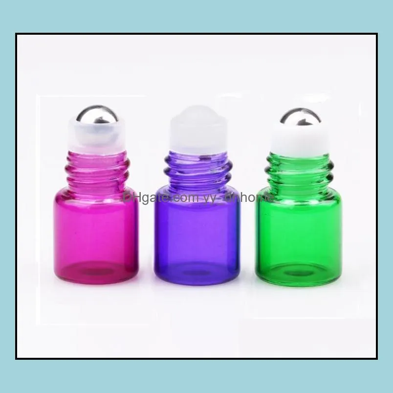 essence 1 ml (1/4 dram) purple glass micro mini roll-on glass bottles with metal roller balls - refillable aromatherapy oil sn731