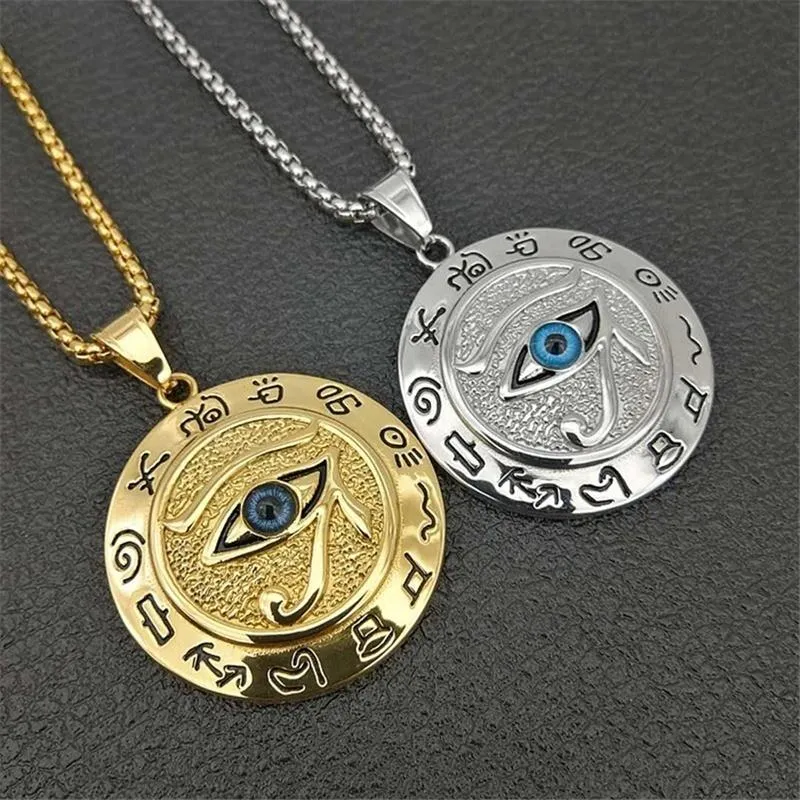 Hänghalsband Trendiga forntida Egypten Eye of Horus mönster runt halsband religiös rune amulet tillbehör parti juvelrypendant