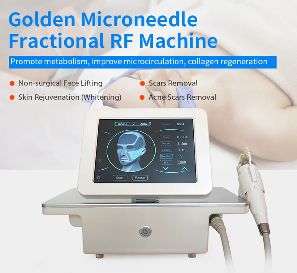 الكسور الاحترافية Golden RF Microneedle Skin Canning علامة امتداد ومعدات إزالة ندبة حب الشباب بواسطة DHL UPS Free Ship CE موافقة