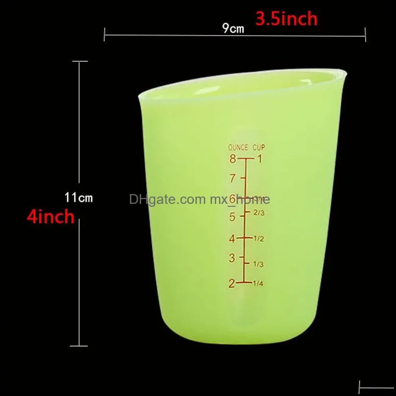 250ml silicone measure cup clear scale thicken measuring cup non-slip elastic measuring cups milk cups kitchen baking cook tool vt1753