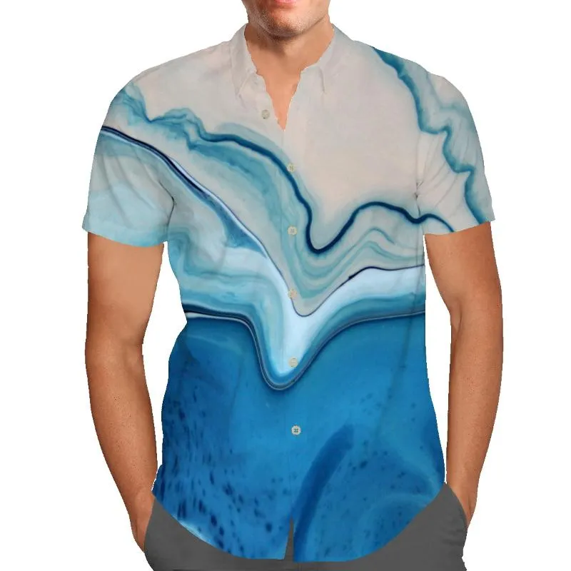 Chemises décontractées pour hommes Chemise à manches courtes pour hommes Rose Tie-dye Ins Tendance Couple Classe Service Vintage Design Revers T-shirt TopMen's Men'sMen