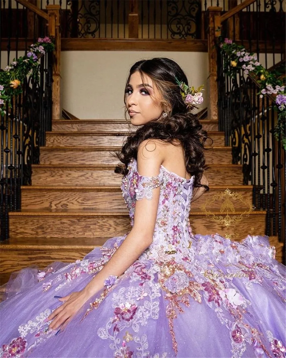 DHgate Lavender Lilac Beaded Puffy Ball Gown Quinceanera Dresses Sweet 16 Dress Pageant Gowns Vestido de 15 Anos XV Wedding Party Events
