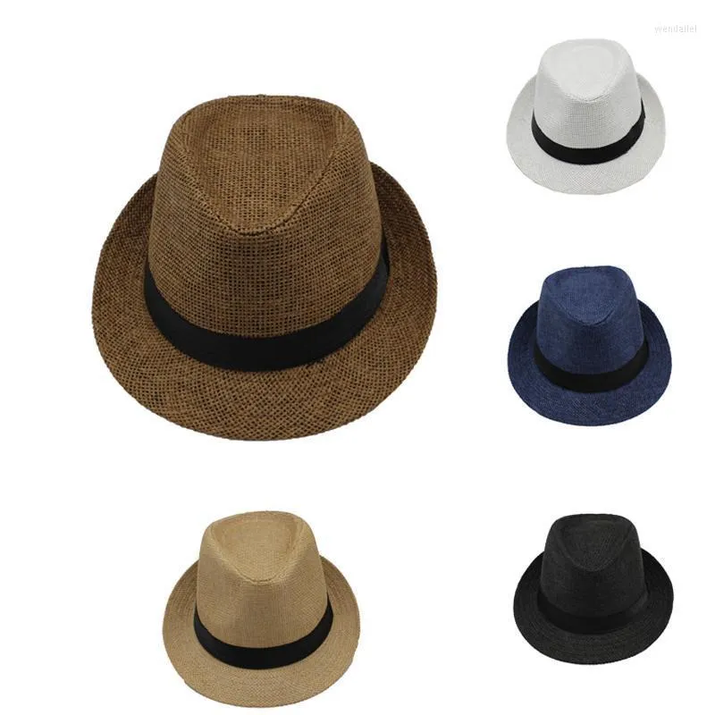 Berets Summer Paper Straw Panama Jazz Hats Caps met ribbowband Outdoor Travel Hat Beach Sunhat For Men Women Unisex GH-1berets Wend22