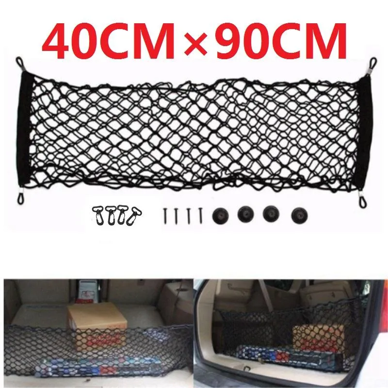 Organisateur automobile 40cm Style de coiffure de voiture Mesh Elastic Nylon arrière Back Cargo Trunk Storage Buggage Net Solder Auto AccessoryCar