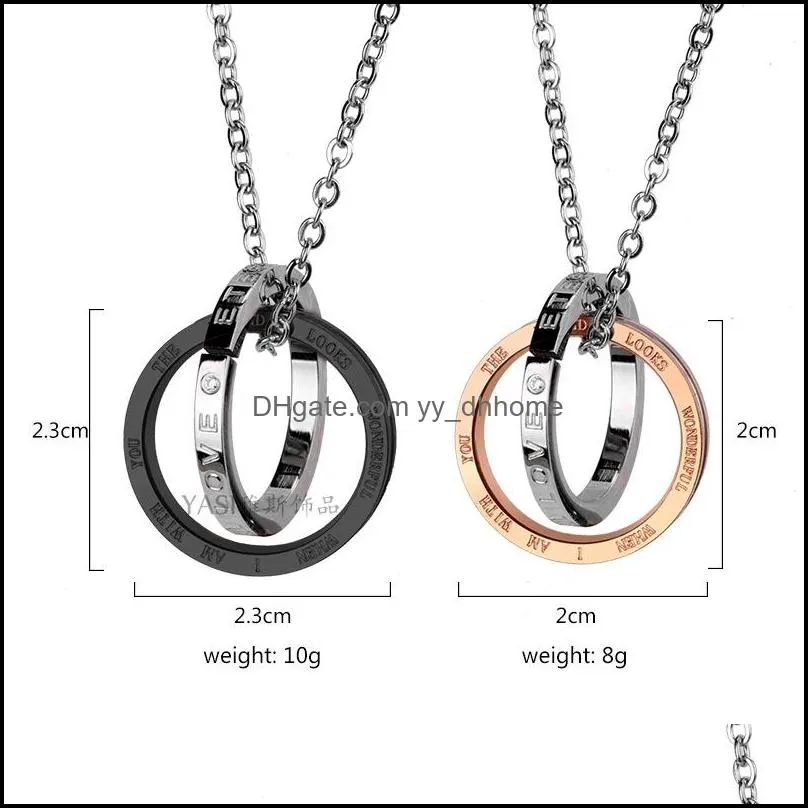 fashion double circle pendant necklace for couple letter interlocking hoop infinity charm necklace eternity best valentine`s day