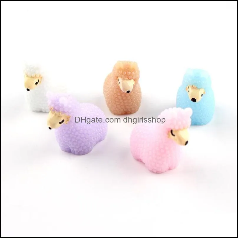 10pcs 3d 25*24mm cute little sheep resin lama alpaca charms micro landscape creative accessories keychain pendant diy material