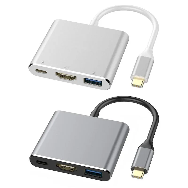 Hubs Type -C USB C till -Compatible Converter 3 Ports i 1 huvudkablar Displayport för PC Laptop Phone TV Fast Charging Adapterusb HubsusB