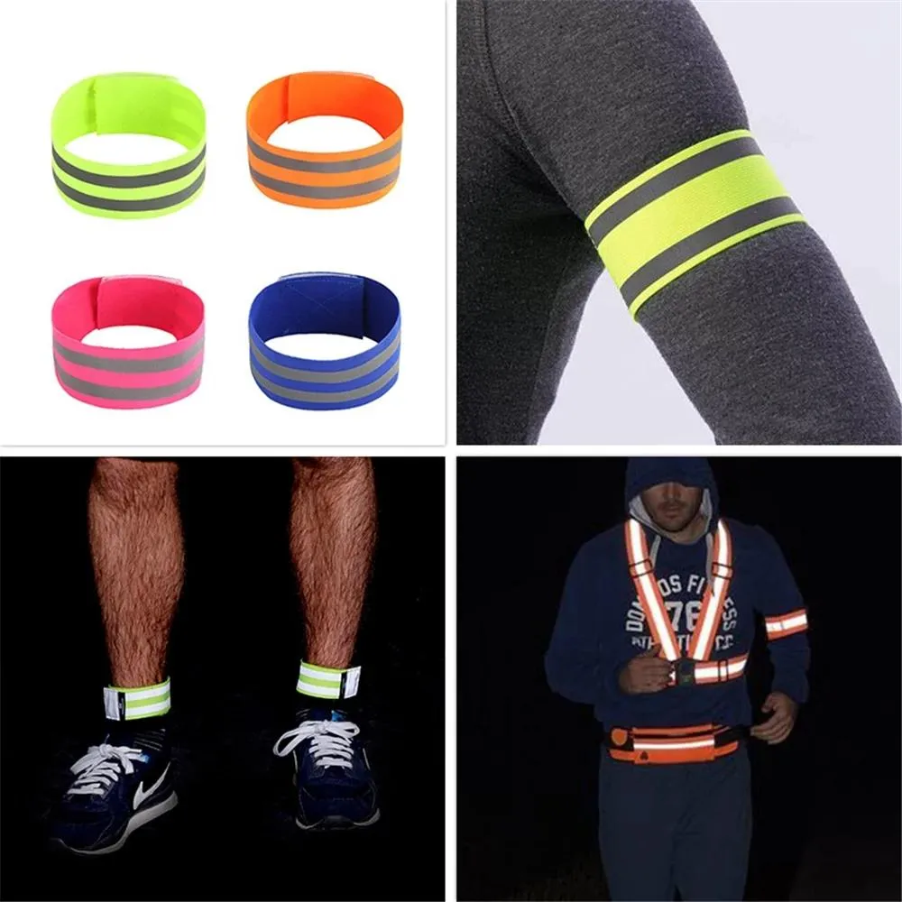Party Favor Reflective Band for Running High Visible Night Safety Gear for Arm Wrist Waist Ankle Adjustable Elastic