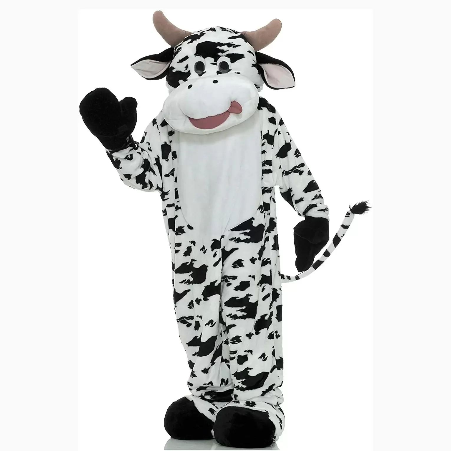 2022 Court Peluche Vache Mascotte Costume Halloween Noël Fantaisie Fête Animal Personnage De Dessin Animé Costume Costume Adultes Femmes Hommes Robe Carnaval Unisexe Adultes