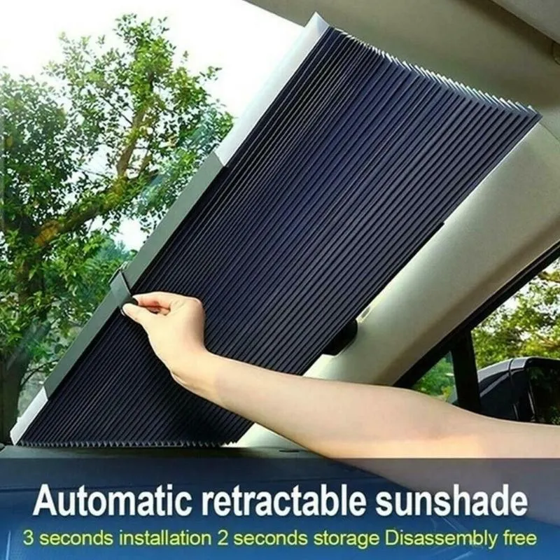 ديكورات داخلية للسيارات القابلة للسحب من الزجاج الأمامي Sun Sun Shade Curtain UV Protection Cover Cover Associory Parts Protection