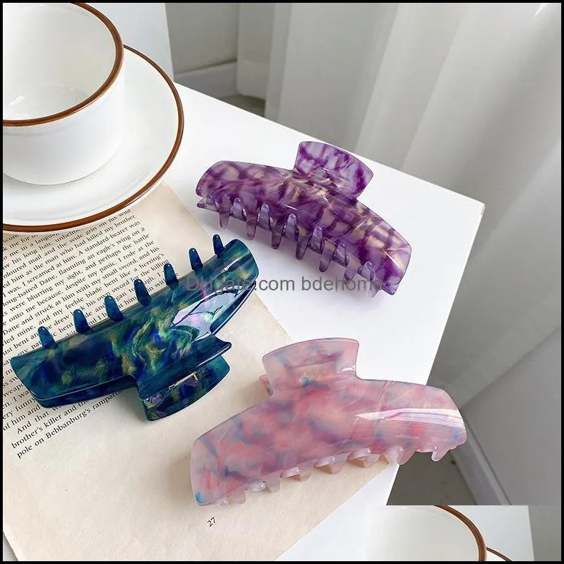 women acrylic large size figure hair clamps girls scrunchies ponytail hair claw clips colored shower catch hairpins jewelry accessories length 12