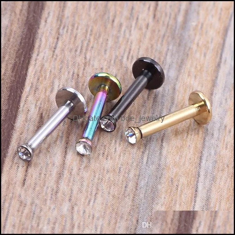 16G Clear Tragus Helix Bar 2mm Gem Stainless Steel Labret Lip Bar Rings Stud Cartilage Ear Piercing Body Jewelry