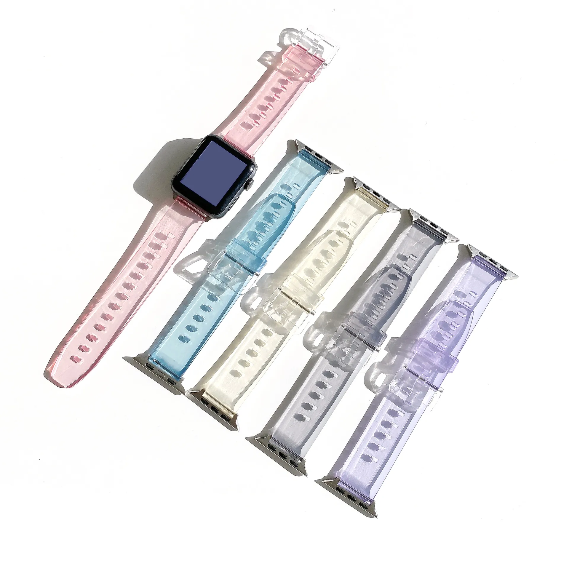 Color Changing Transparent Watch Band For Apple Watch Strap 41mm 40mm 38mm 45mm 44mm 42mm Crystal Clear Watchband Iwatch Series 7 6 5 4 3 Wristband Accessories