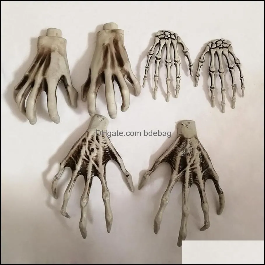 Party Decoration Event Leveringen Feestelijke Home Garden Halloween Skeleton Handch voor het verminderen van Plastic Bar Haunted House Horror Props 2p