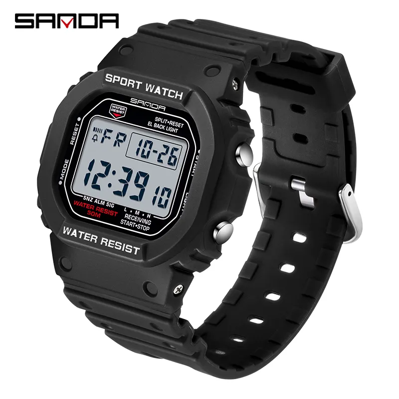 Sanda Fashion Sports de plein air Montres Militaires imperméables Montres Militaires Rétro Digital LED Watch Electronics Relógio Masculino