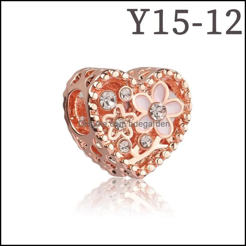rose gold alloy loose beads for making neckalce and bracelet heart fang hot ballon pattern DIY jewelry accessories parts beads