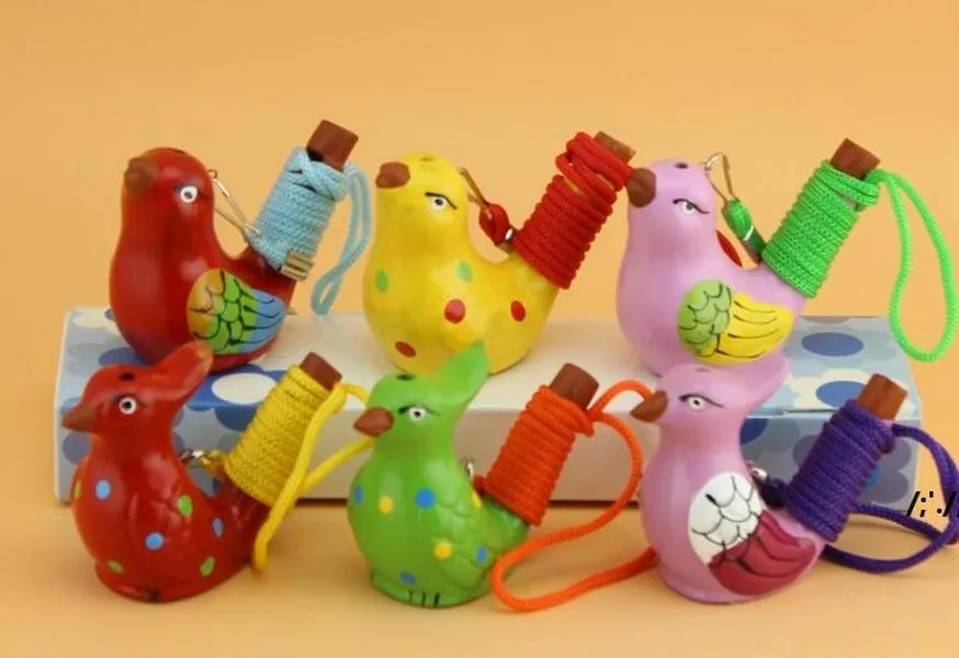 Ręcznie robiony ceramiczny gwizdek Śliczny styl Kształt ptak Kid Party Favor Prezent Nowość Vintage Design Water Ocarina For Children Toys LJA13428