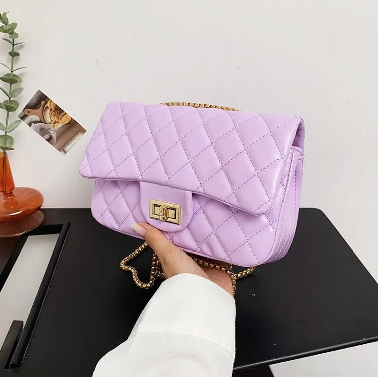 Quilted Pearl Chain PU Leather solid Color Crossbody Bags For Women Small Shoulder Bag Female Handbags And Purses