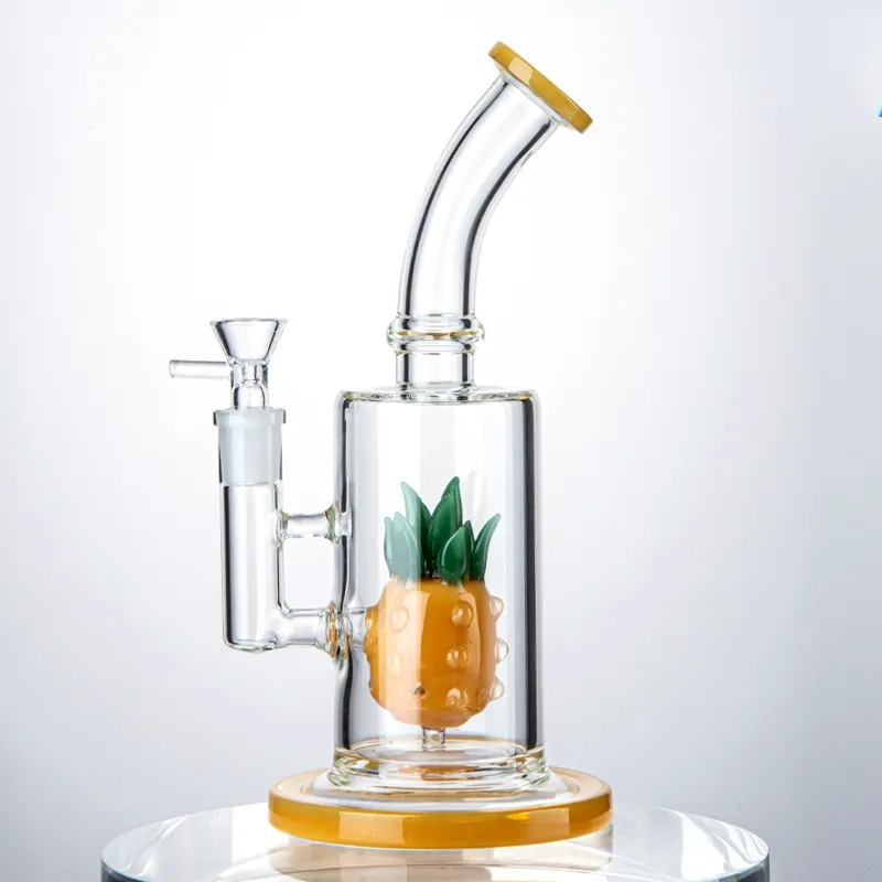 14mm Kobieta Pineapple Hoakhs ShowerHed Perc Oil Rig N Otwory Perolator Oil Dab R oznacza żółte szklane bongi z miską WP2196