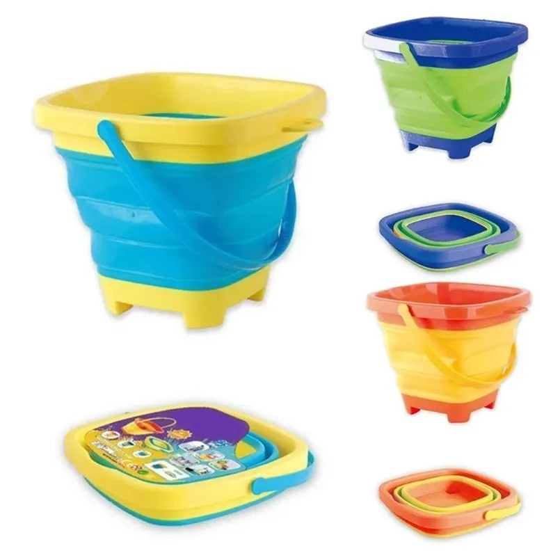 Secchio pieghevole estivo compatto 2 litri portatile pieghevole in silicone pieghevole per bambini giochi da spiaggia gioco di sabbia giochi d'acqua all'aperto 220715