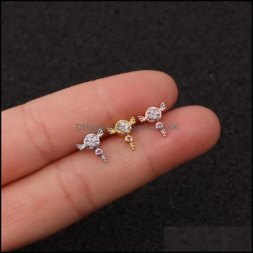 leaf flower shape dangle earrings stainless steel shiny crystal ear stud fashion zircon earring piercing body jewelry girl a92z