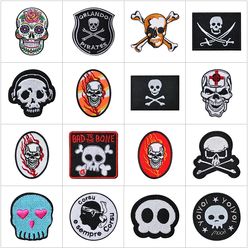 Computer embroidered stickers holiday party label stickers cloth Fashion skull all kinds of DIY patches welcome by appointment