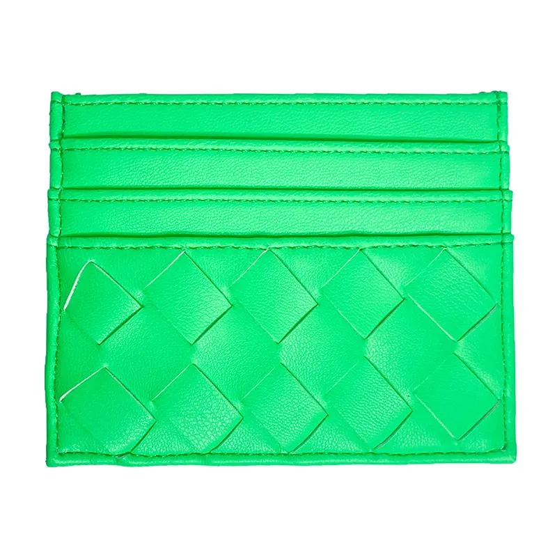 Wallets Woven Leather Card Holder Women 6 Luxury Business Pocket Slim Purse WalletWallets WalletsWallets