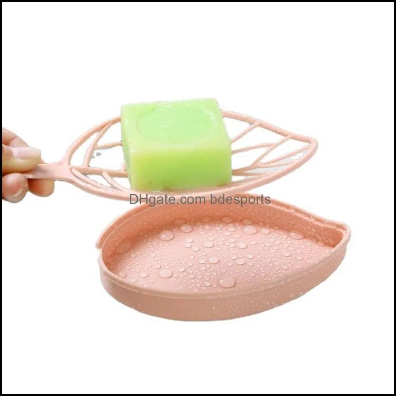 Leaf shape soap holder Non slip soap box Toilet shower tray draining rack bathroom gadgets RRA12904