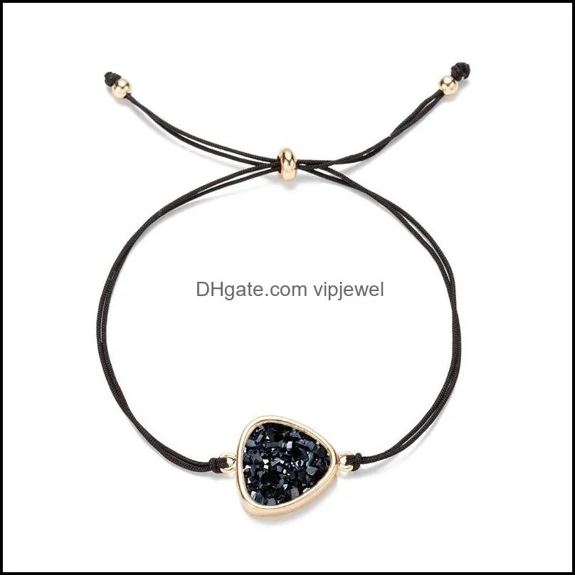 fashion 6colors resin druzy bracelet triangle irregular imitate natural stone adjust drawstring drusy bracelet bangle for women