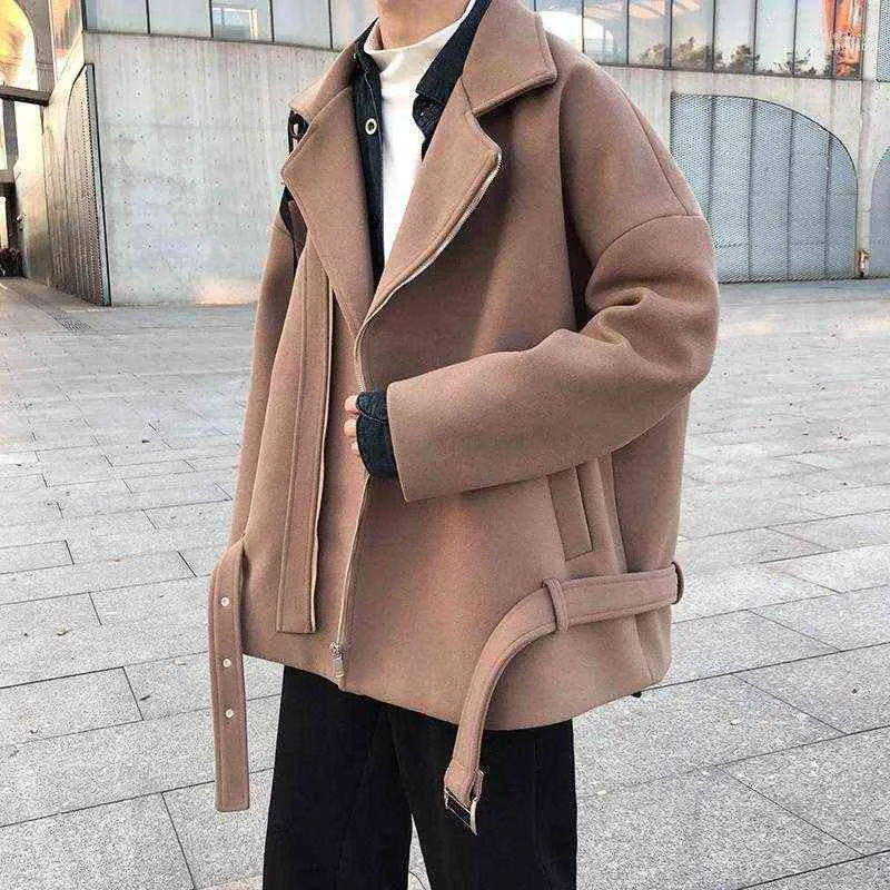 Herr ull blandar trendig trenchrock koreansk stil ulljackor lösa steetwear vindbrytare högkvalitativa rockar outwear1 vio22 t220810