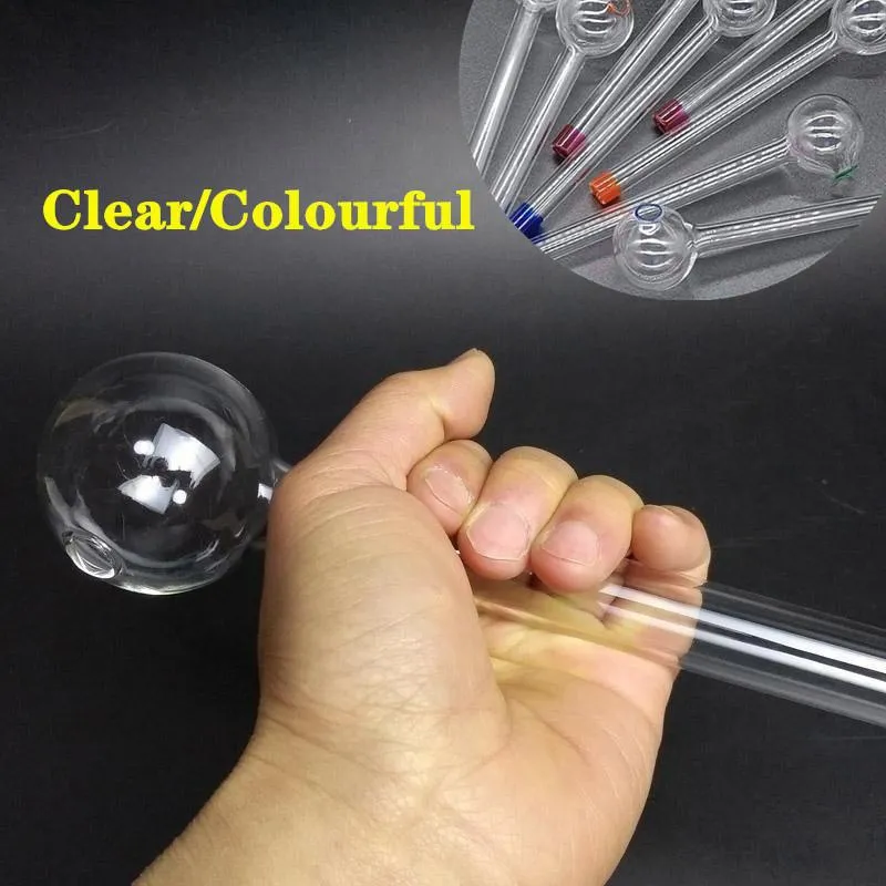 Cachimbo queimador de óleo grande Tubo grande de vidro Pyrex Unhas Cachimbos 14 cm transparentes/coloridos