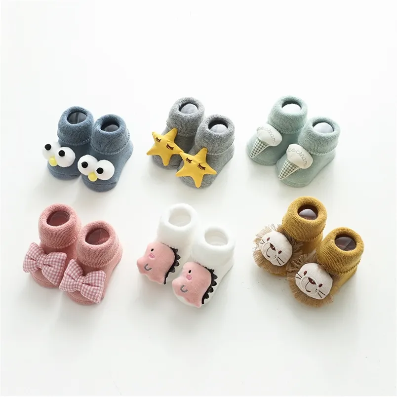 Autumn Winter Girls born Cartoon Animal Infant Baby Boy Socks Anti Slip Soft Cotton Floor Sock Shoes 220721