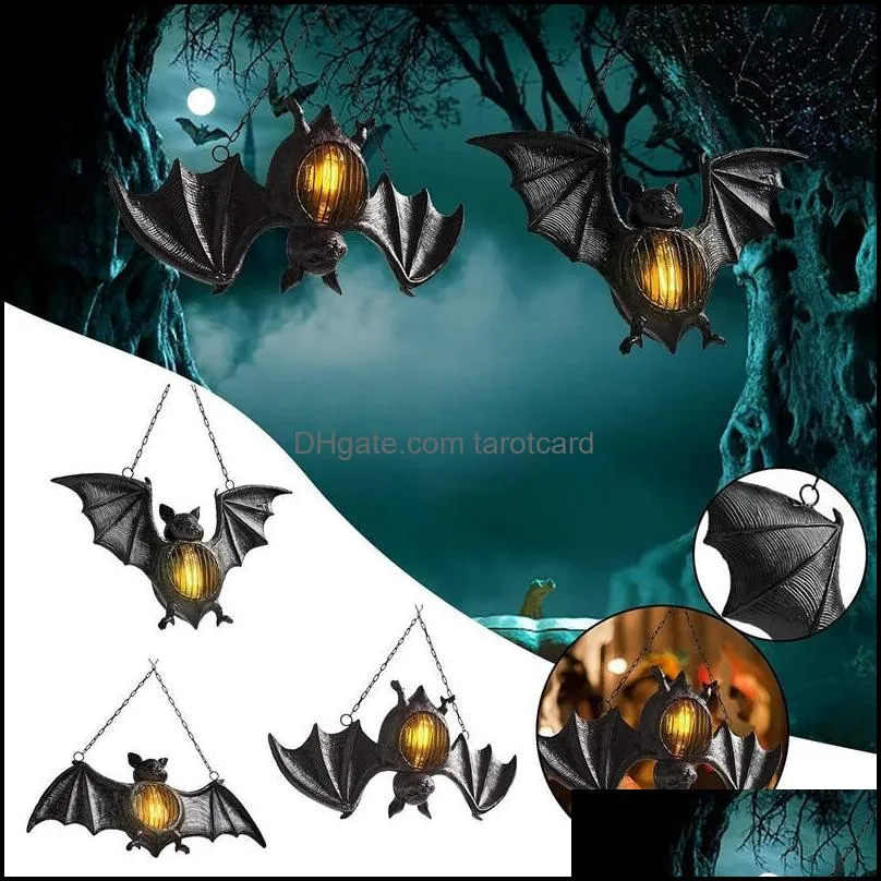 Party Decoration Halloween LED Lantern Hanging Bat Flameless Lamp Outdoors Garden Tree Decorations