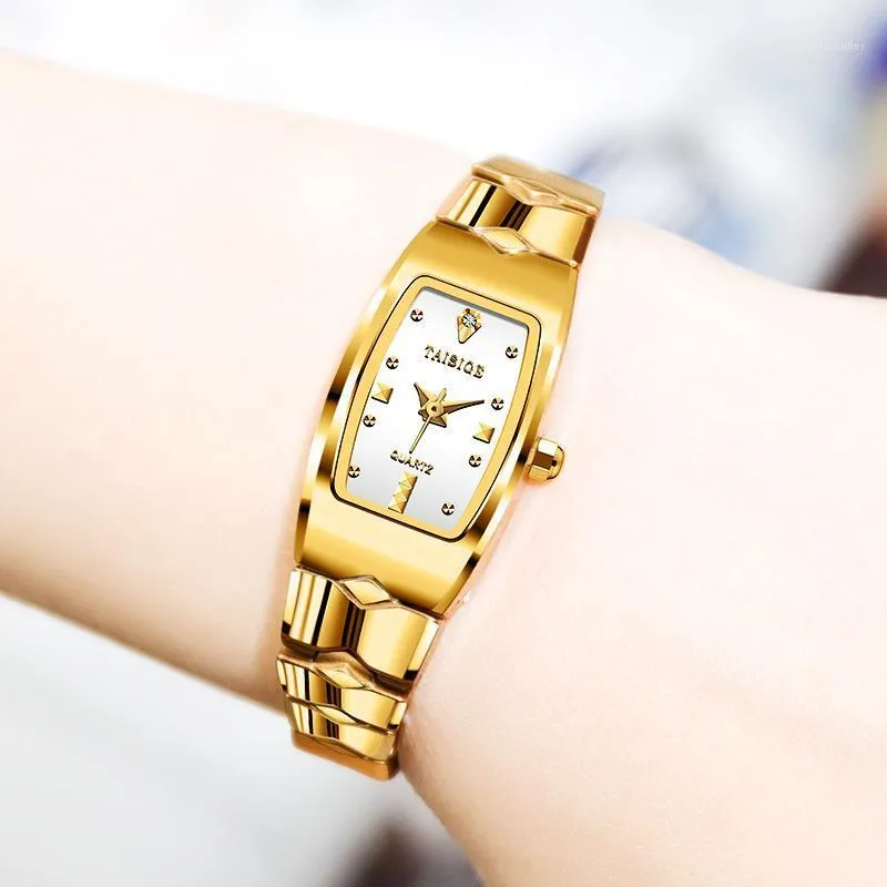 Authentic Tungsten Steel Small Gold Watch Womens With Waterproof Drill