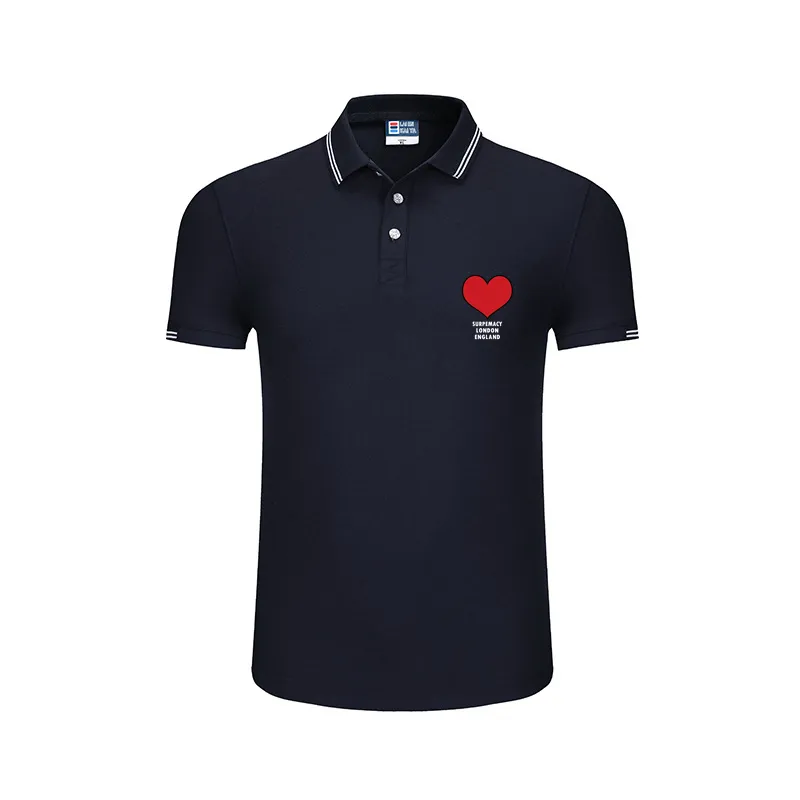 Men Cotton lapel Polo shirt Summer Short Sleeve playful love heart shape logo T-Shirt women business office interview Top 2022