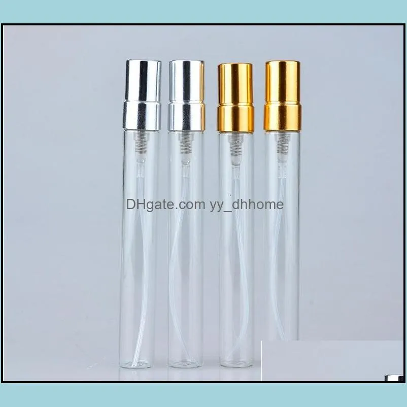 10ml aluminum sprayer transparent glass perfume bottle travel spray bottle portable empty cosmetic containers with aluminum sprayer