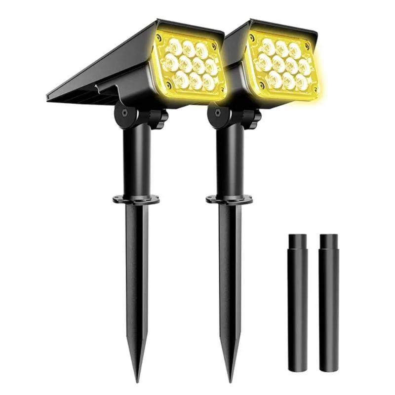 2PCS LED-Wachstumslicht 2PACK Solarstrahler im Freien 3000K/6000k/RGB/GRÜN Gartenlicht IP65 für Landschaftspfad