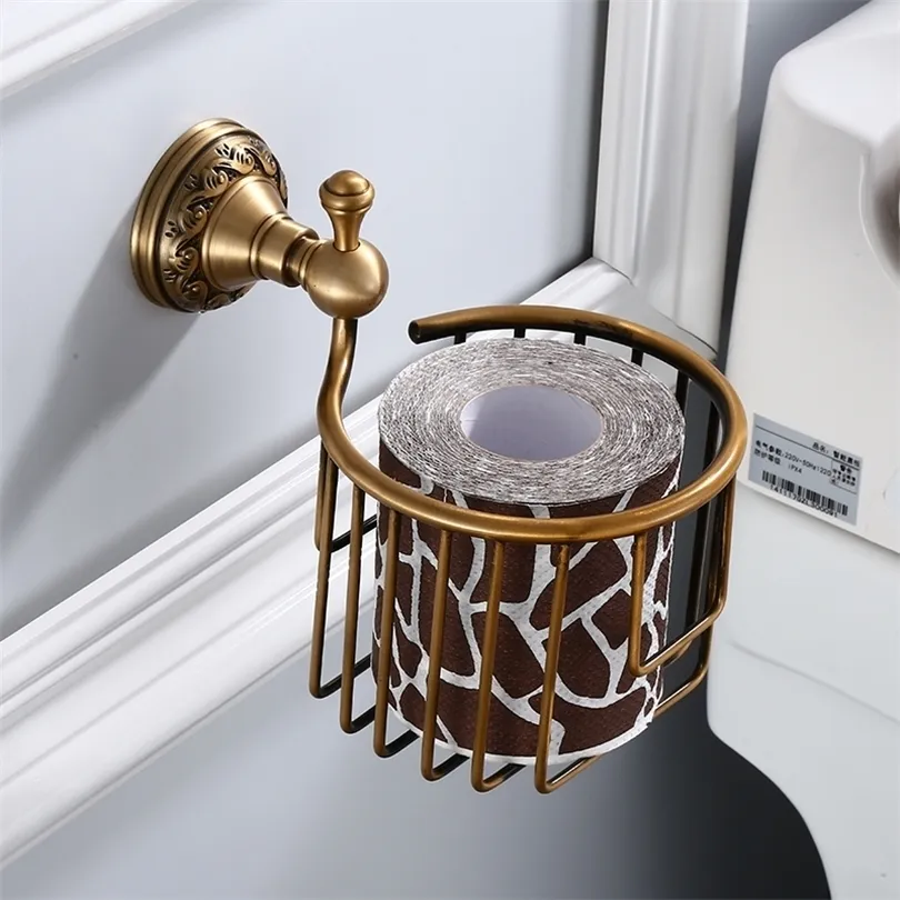 Wall Mounted Brass Toilet Paper Holder Antique Finishing Roll Toilet Paper/Roll Holder Apply Kitchen Bath Restaurant T200425