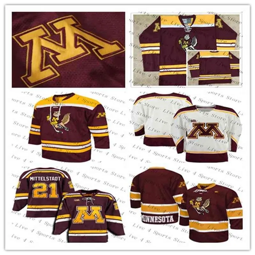 Nivip Custom Men Minnesota Gophers Hockey Jersey Phil Kessel Blake Wheeler Ben Meyers Matthew Knies Blake McLaughlin Jackson Lacombe Sammy Walker