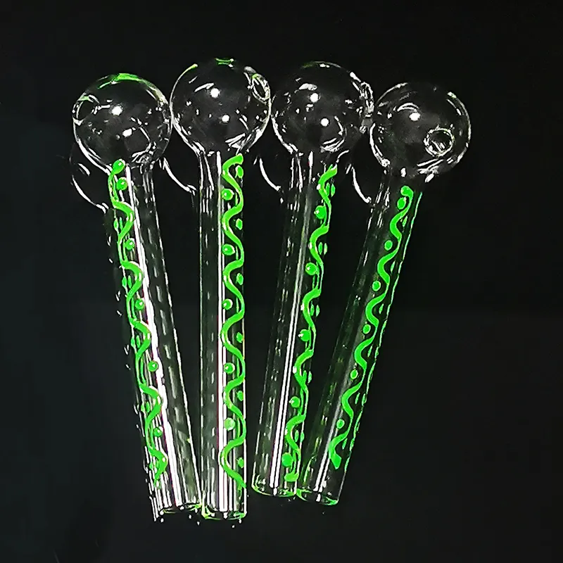 4.1 Cal Długość Luminous Green Colors Glass Oil Palnik Rury Glow W Dark Hand Grubość Grubość Grand Gifts dla palaczy Pyrex Clear Palymienia Rurki Akcesoria