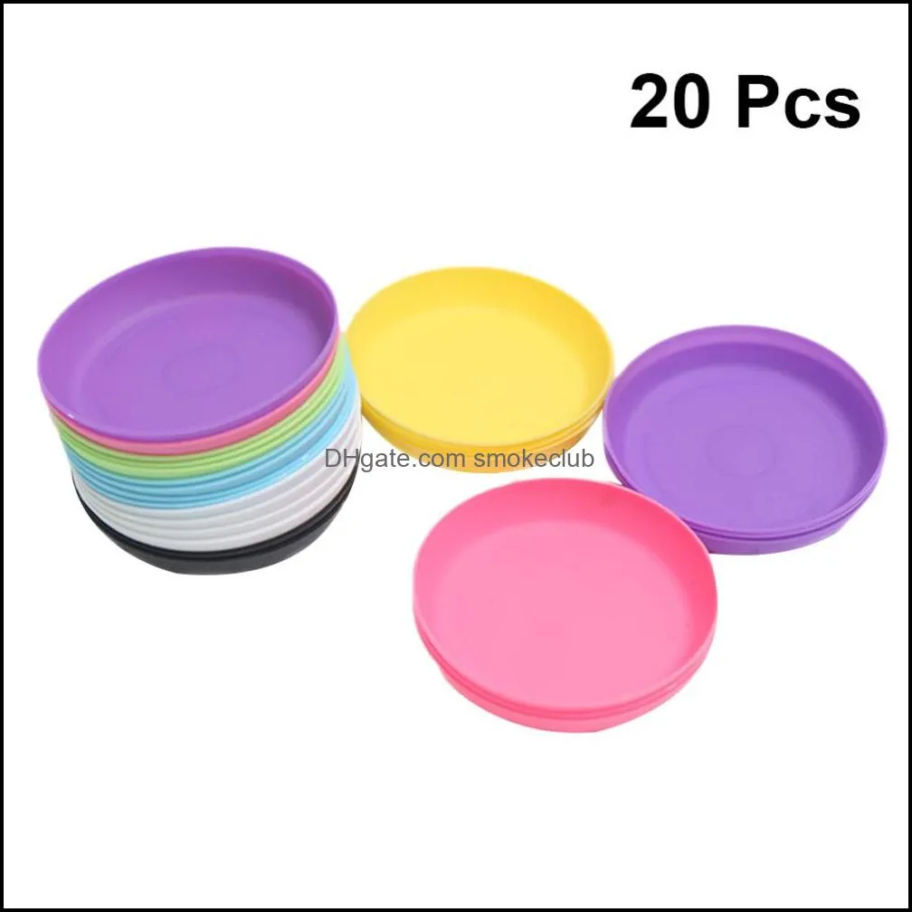 20pcs Succulent Plant Pot Saucer Round Plastic Tray Flowerpot Water Plate for Garden Balcony (Random Color)