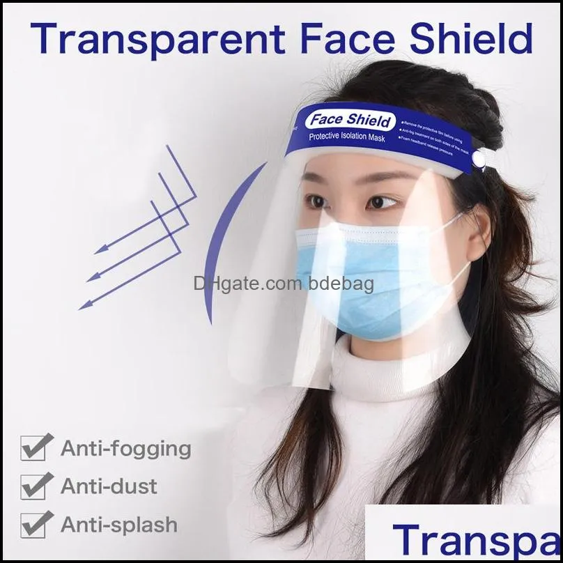 Protective Face Shield Clear Mask Anti-Fog Full Face Isolation Transparent Visor Protection Prevent Splashing Droplets Safety US Stock